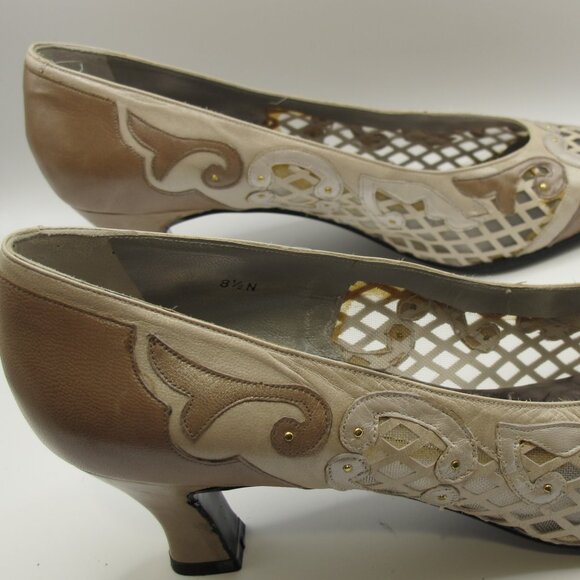 Magaret Jerrold brown and bone cut-work leather heels - 8.5N - Picture 5 of 15